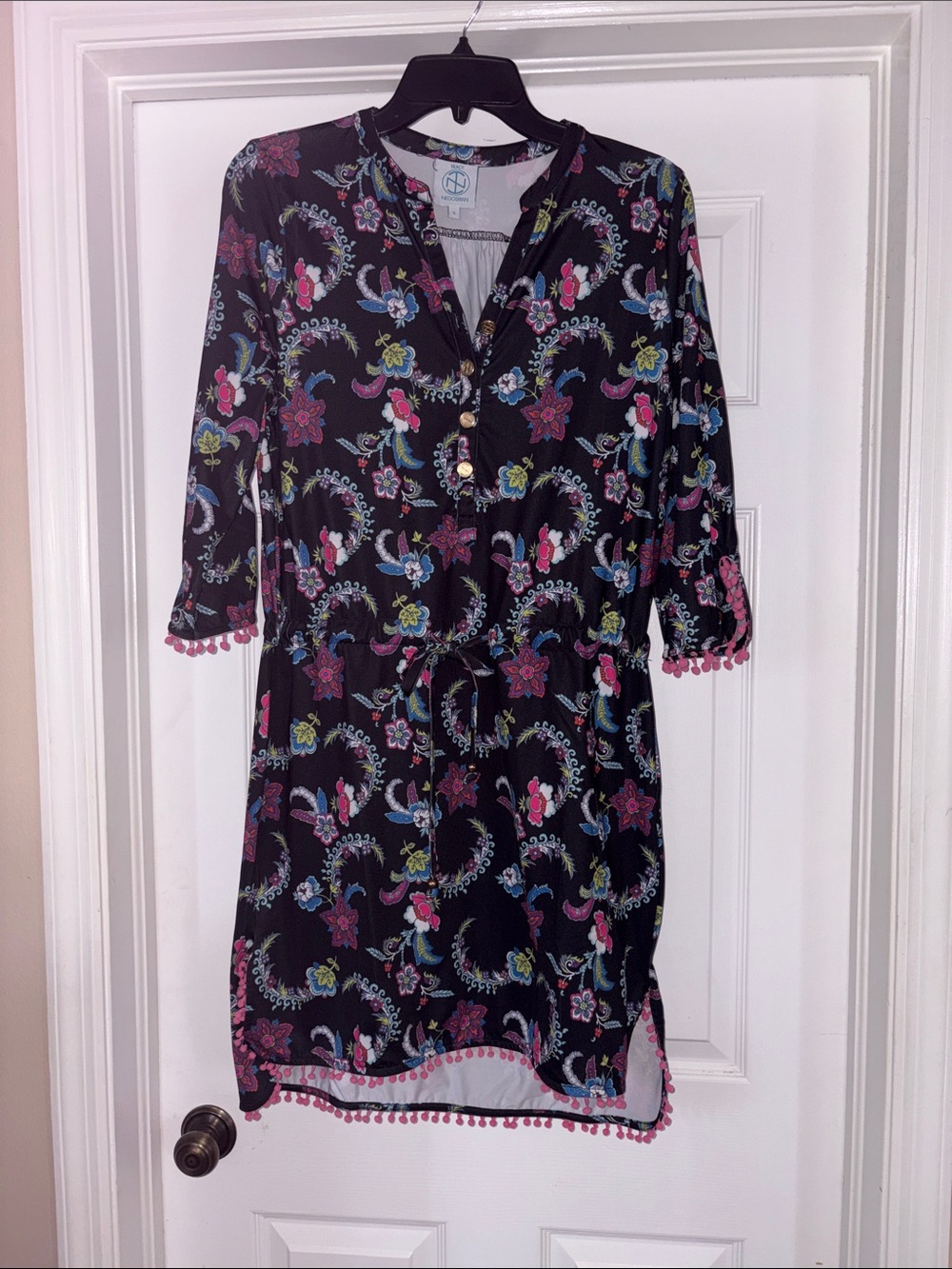 🍀 Tracy Negoshian black floral dress S